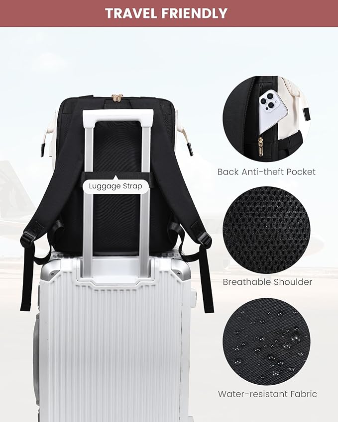 LOVEVOOK 17.3 Inch Laptop Backpack for Women, Large Capacity Travel Backpack with Organizer Bag, Waterproof Carry on Backpack Work Bag with USB Port, Teacher Nurse Backpack Purse, 2PCS