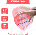 10oz Soup Thermo for Hot Food Kids,Lunch Thermo Kids Food Jar with Spoon Hot Insulated Food Containers,Leak Proof Stainless Steel Wide Mouth Lunch Thermo Jar for School(Pink-Mermaid)