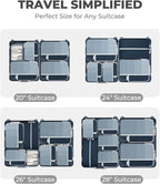 Percover Compression Packing Cubes 6-Piece Set, Packing Cubes Compression for Travel with Multi-Size Organization, Travel Organizer for Carry On & Checked Luggage, Navy Blue