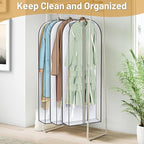 MISSLO 65" Clear Garment Bags for Hanging Clothes 4" Gusseted Dress Bags for Gowns Long Dress Cover for Closet Storage Dress Protector Bag, 3 Packs