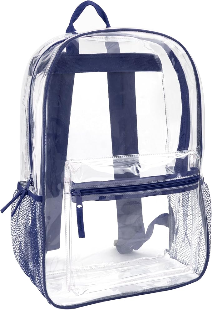 Trail maker Clear Backpack Heavy Duty with Padded Straps, Side Pockets for Kids, Boys, Girls, School, Stadium Approved Events