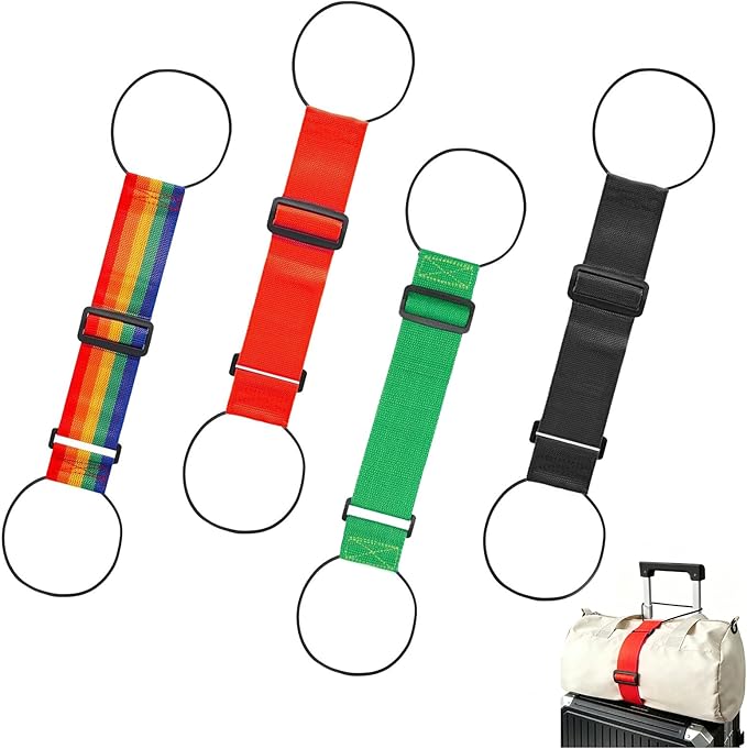 Multi Use Strong Adjustable Luggage Connector Straps for Suitcases,4 Pack Flexible Luggage Accessories Elastic Fastening Bag Strap (Colorful)