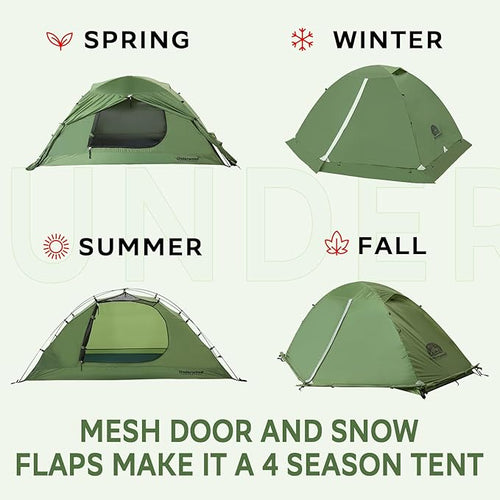 1/2 Person Backpacking Tent for 4-Season - Winter Waterproof Tent for One Person, Lightweight Camping Gear for Backpacking, Easy Set Up Cold Weather Essentials by Underwood Aggregator
