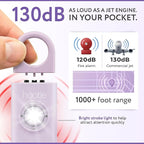 HOOTIE Personal Safety Alarm Keychain, 130dB Personal Alarm for Women Men and Kids, Pull Pin Emergency Panic Alarm with Strobe Light, Portable Self Defence Alarm for Campus Travel and Running Lavender