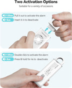 TECKNET Rechargeable Personal Safety Alarm for Women, 130dB Self Defense Keychain Alarm with SOS Strobe Light, Low Battery Notice, Loud Siren Safety Keychain for Girls Kids Elderly - White