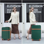 Kono Medium Sized Checked Luggage, 24 Inch Expandable with Spinner Wheels, TSA Lock, ABS + PC Lightweight Travel Suitcase with Larger Capacity and Lighter Weight, Green