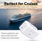 Unidapt Multi Plug Outlet Extender 2 Pack - 3 Way Wall Outlet Splitter, Cruise Ship Essentials Power Plug Adapter, Compact Travel Wall Tap Expander, Flat Angled Design, Home, Office, Dorm - White