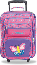 Lillian Vernon Personalized Kids Suitcases for Girls, 5-Pocket 3-D Butterfly Design Rolling Luggage Set, Customizable Travel Carrier on Wheels