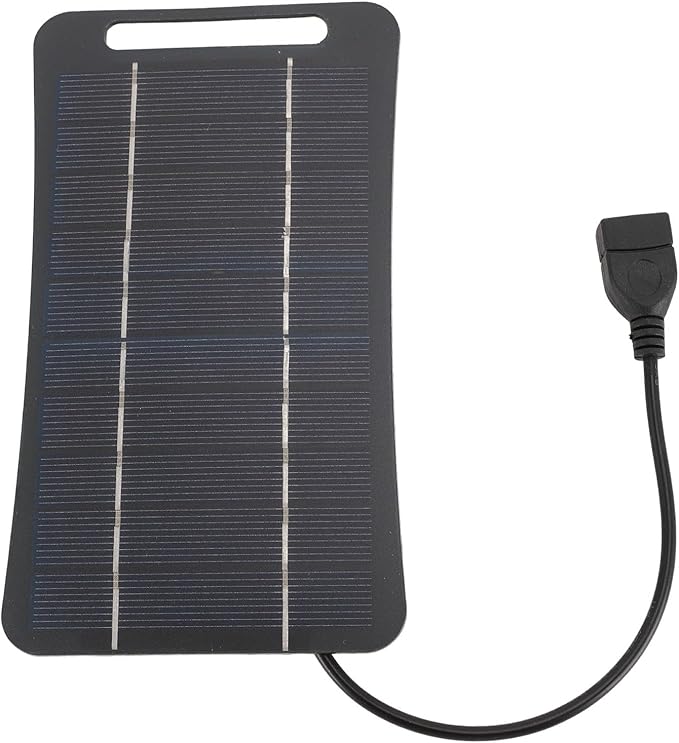 Hilitand 5W 5V USB Solar Panel Charger, Portable Monocrystalline Silicon Handheld Solar Panel for Camping Travel Outdoor (Black)