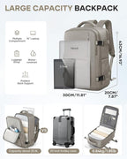 WONHOX Carry on Travel Laptop Backpack for Women Men Flight Approved,Backpack for Women Travel Bag Hiking Outdoor Sports Rucksack Casual Daypack, Grey Brown