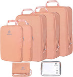 PFEYRPK Lightweight Compression Packing Cubes for Suitcases, Compressible Expandable Travel Packing Organizer with Clear Toiletries and Backpack Bag, Travel Essentials for Carry on Luggage 7 Set