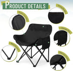 2 Pack Compact Camping Chairs Portable Folding for Outside with Carry Bag Lightweight Moon Chairs for Travel Picnic Hiking Beach Fishing, 600D Oxford, Supports 330lbs(White, Black)