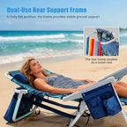 SUNNYFEEL Low Beach Chair, 5-Position Lay Flat Reclining, Backpack Portable Folding Chair with Cooler Bag & Cup Holder, Heavy Duty 350 LBS, Compact for Beach, Camping, Travel