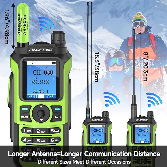 BAOFENG GMRS Handheld Radio Ham Radio Long Range GM21 Rechargeable Walkie Talkies,NOAA Weather Receiver GM-15 PRO 999 Channels Green Two Way Radio with USB-C Charger for Survival Gear Hunting,2 Pack