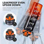 Water Bottle with Straw 1L,Boys Water Bottles with Straw 1 Litre,Waterbottle Leak-Proof Sports Water Bottle,Plastic Drinks Bottles Toxin Free，Bpa-Free (Black Orange)