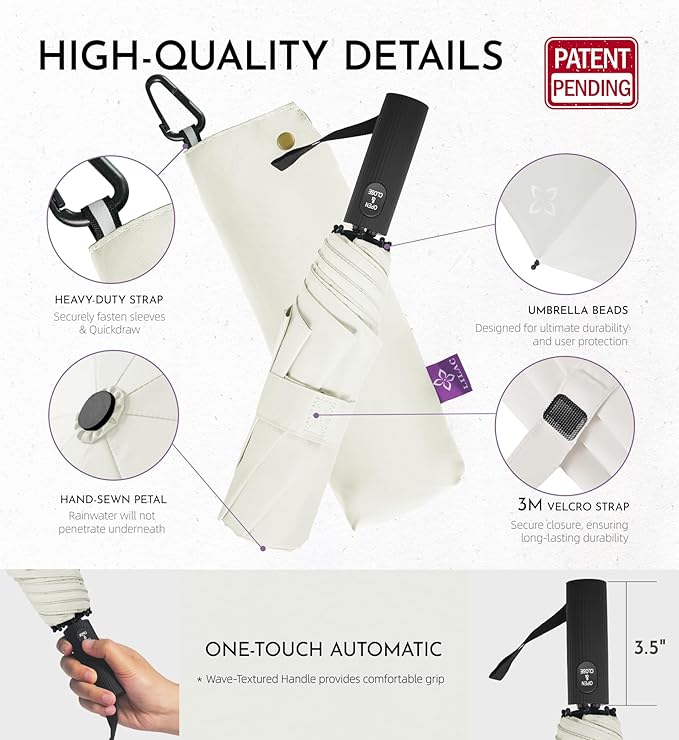 Travel Umbrella for Rain - Windproof Compact Folding Umbrella with 43" Canopy - Auto Open Close Portable Parasol - UPF 100+ Sun Protection