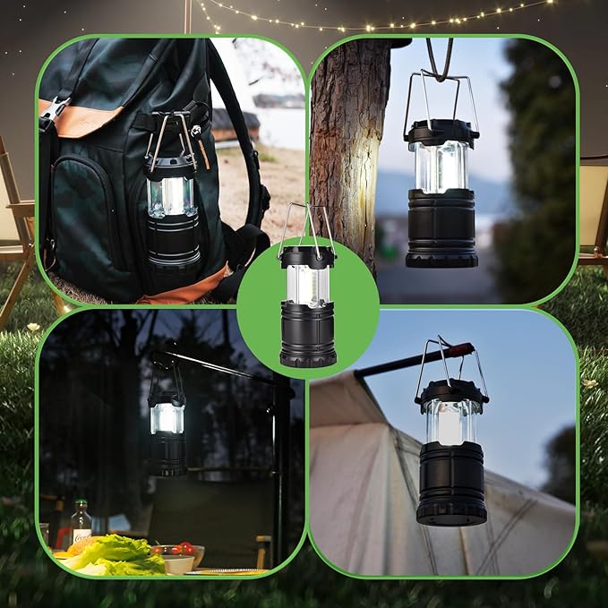KPKJOO Lantern Collapsible Camping Light, Battery Operated Lanterns LED Super Bright for Power Outages Indoor Emergency Outdoor Camping Hiking Kit (2, COB)