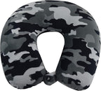 Wolf Essentials Adult Cozy Soft Microfiber Neck Pillow for Travel – Compact, Machine Washable - Perfect for Airplane, Car, or Home Use - Filled and Finished in The USA – Black Camo
