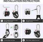 4 Pack Keychain with Secure Lock, Case with Wire Cable,Anti-Lost Protective Case with Keyring for Luggage, Key, Pet, Bag, Black/Fuchsia