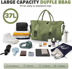 Travel Duffle Bag, Weekender Travel Bag Men Small Gym Bag for Women, Hospital Bag for Labor and Delivery, Overnight Bag Luggage Bag with Trolley Sleeve, Airplane Travel Essentials for Flying(Green)