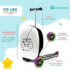 Lascoota Foldable Ride-On Suitcase - Lightweight Luggage with Easy-Glide Wheels - LED Lights for Kid Suitcase - Foldable Luggage Converts to Ride-On - Video Game, Unisex Child, 12.75 x 20.6 x 10.6 in
