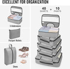 Veken 10 Set Packing Cubes for Travel Essential, Suitcase Organizer Bags in 4 Sizes, Carry-On Luggage Accessories with Large Laundry & Hanging Toiletry Bag, Must-Have for Airplane, Road Trip & Camping