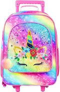Kids Suitcase for Girls, Unicorn Rolling Travel Carry on Luggage for Toddler Children with Wheels(Pink)