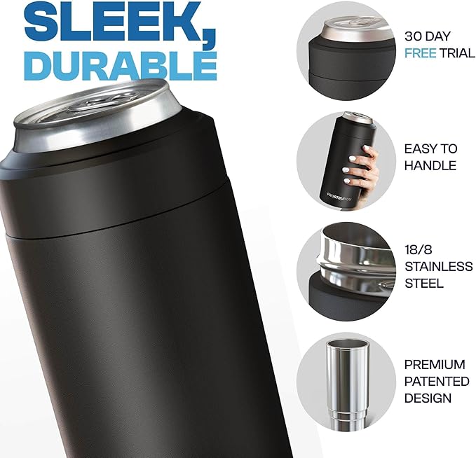 Frost Buddy Universal Buddy Can Cooler - Fits All - For Regular 12 & 16 oz or Slim-Size Bottles - Insulated Double-Walled Stainless Steel (Purple)