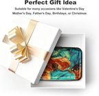 ELFISH Mini RFID Aluminum Wallet Credit Cards Holder Business Card Case Metal ID Case for Men Women（Blue Brown Marble