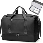 Large Travel Duffle Bag,Carry on Overnight Weekend Bag with Shoes Compartment,Weekender Bags for Women for Travel Business Trips Sport Hospital,Black