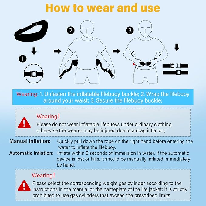 Automatic Inflatable Belt Pack Water Sports Jacket Waist Belt PFD for SUP Paddleboarding Fishing Boating Kayaking（fit 80-330 lbs） (Red)