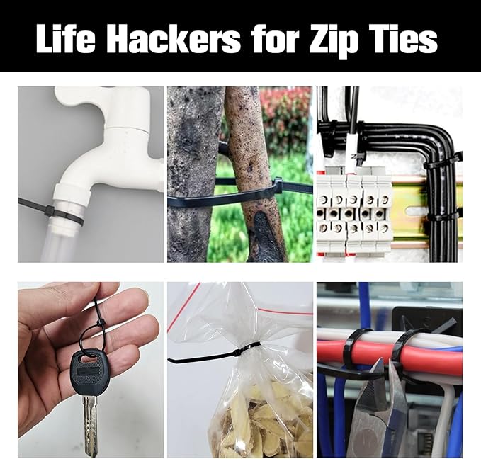 Cable Zip Ties, 250PCS Multi-Purpose Nylon Zip Ties, 4 Inch Self Locking Cable Ties,Self-Locking Wire Ties used for home, garden, garage,indoor and outdoor.Black Cable Ties