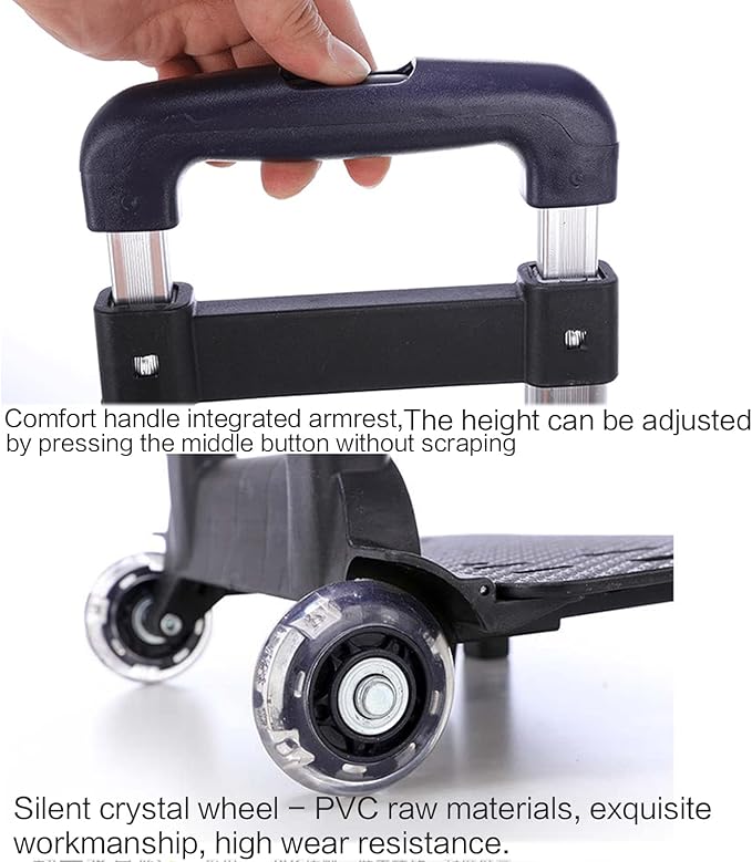 Backpack Trolley 2 Wheels Rolling Luggage Carts Foldable Trolley Cart Aluminium Alloy Hand Cart for School Bags Pet Bag