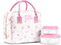 Fit & Fresh Bloomington Lunch Bag for Women - Insulated Large Lunch Box for Work with Containers, Leak-Resistant, Stain-Resistant, Zipper Closure, Sweet Floral Bows