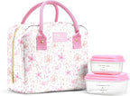 Fit & Fresh Bloomington Lunch Bag for Women - Insulated Large Lunch Box for Work with Containers, Leak-Resistant, Stain-Resistant, Zipper Closure, Sweet Floral Bows