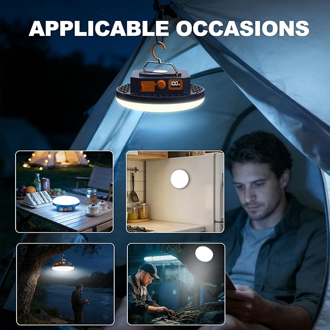 10000mAh 4000LM Flashlight Portable LED Camping Lantern Rechargeable Light 30W with Digital Display and Magnet , IPX5 Waterproof Tent Lights Power Failure Emergency Light for Parents Christmas Gift