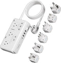 TESSAN Voltage Converter US to Europe 220 to 110, Universal Travel Adapter Voltage Converter with 4 USB Ports (1 USB C), 3 AC and EU UK AU IT in ZA Plug Power Adapter, Step Down Transformer, 4 FT