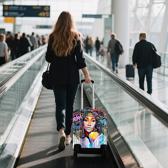 WUJIAONIAO Travel Luggage Cover Baggage Suitcase Cover Protector Skins 18-32 Inch (Graffiti A8, XL (for 29-32 inch luggage))