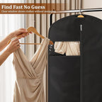 KIMBORA 65" Dress Bags for Gowns Long Garment Bags for Hanging Clothes with Clear Window, Foldable Wedding Dress Cover for Closet Storage and Travel (2 Packs, Black)