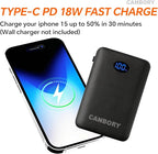 MINI 5V 2A/3A Battery Pack for Heated Vest Heated Jacket, Small 10000mAh Power Bank for Heated Apparel with LED Display and Flashlight PD 18W Black for Men and Women (No DC Port)