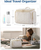 BAGSMART Travel Toiletry Bag, Large Wide-open Travel Bag for Toiletries, Makeup Cosmetic Travel Bag with Handle-Purple