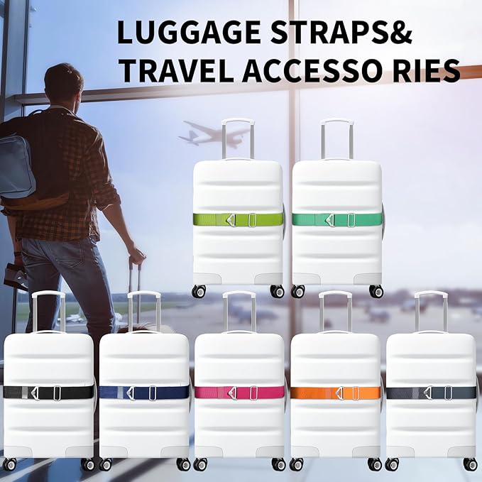 TOOVREN 2-in-1 Travel Belt for Luggage Straps Add a Bag Bungees Suitcase Luggage Strap Over Handle Suitcases Belt for Carry On Bag Adjustable Backpack Attachment Airport Travel Accessories Orange