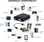 Portable AA Battery Travel Charger for Samsung Galaxy J3 Achieve and Emergency Re-Charger with LED Light! (Takes 4 AA Batteries) [Black]