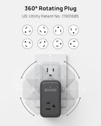 TROND Multi Plug Outlet Extender, 3 AC Outlet Adapter with 360 Rotating Plug, Black Power Splitter with PD 20W USB C Charger, A Compact Solution to Home Dorm Room Travel Cruise Essentials
