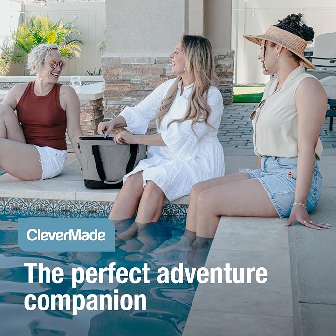 CleverMade Tahoe Collapsible Cooler Bag – Medium Portable Cooler Bag for Travel, Foldable Insulated Cooler for Beach, Picnic & Road Trips, Holds Up to 30 Cans, Leakproof Soft Carry Cooler