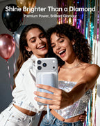 iWALK Sparkly 10000mAh Portable Charger, 22.5W Fast Charging Small Power Bank with Built-in USB-C Cable, Diamond Glitter Ultra-Compact Battery for iPhone 17/17 Pro/16/16 Pro/15, Samsung,ShinyBlue