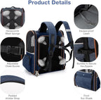 Large Cat Backpack Carrier Expandable Pet Carrier Backpack for Small Dogs Medium Cats Fit Up to 18 Lbs, Dog Backpack Carrier, Foldable Puppy Backpack Carrier for Travel, Hiking,Blue
