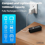 Kingboss 15000mAh LiFePO4 Power Bank, Small Portable Charger with Digital Display, 22.5W PD & USB-C Fast Charging, Dual Input/Output Backup Battery for Phone Travel Backup, Tablet, Watches, Headphone