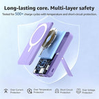 Azmuth Magnetic Power Bank,10000mAh for MagSafe Battery Pack, 22.5W PD Fast Charging,LED Display & Foldable Stand Wireless Portable Charger for iPhone 17/16/15/14/13/12/Pro/Pro Max/Plus,Purple