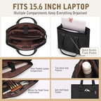 RAINSMORE Laptop Bag for Women 15.6 Inch Work Tote Bags Waterproof Leather Laptop Tote Professional Computer Briefcase